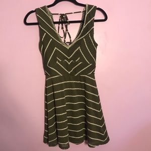 Green stripe fit & flare dress